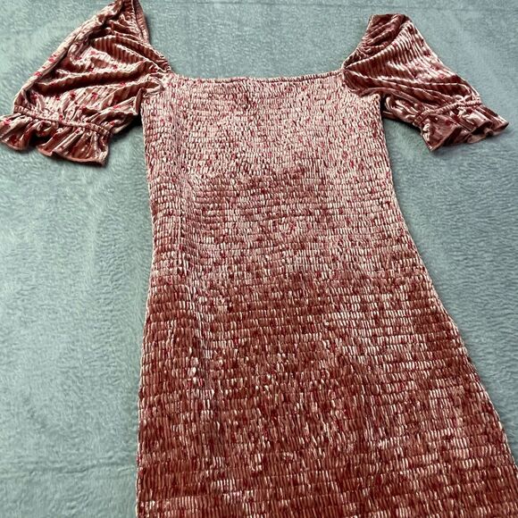 Lulus Dusty Rose Floral Velvet Dress Size Medium - Picture 11 of 13